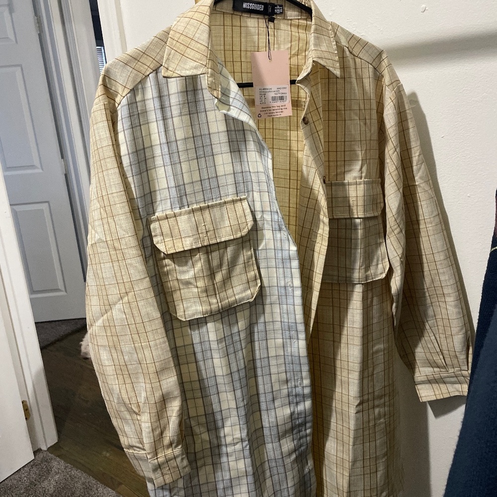 Misguided Oversized Shirt Dress Button Down NWT